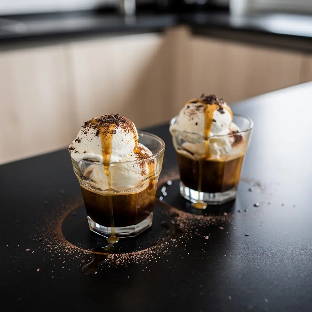 Affogato al caffè – vanilla ice cream drowned in espresso