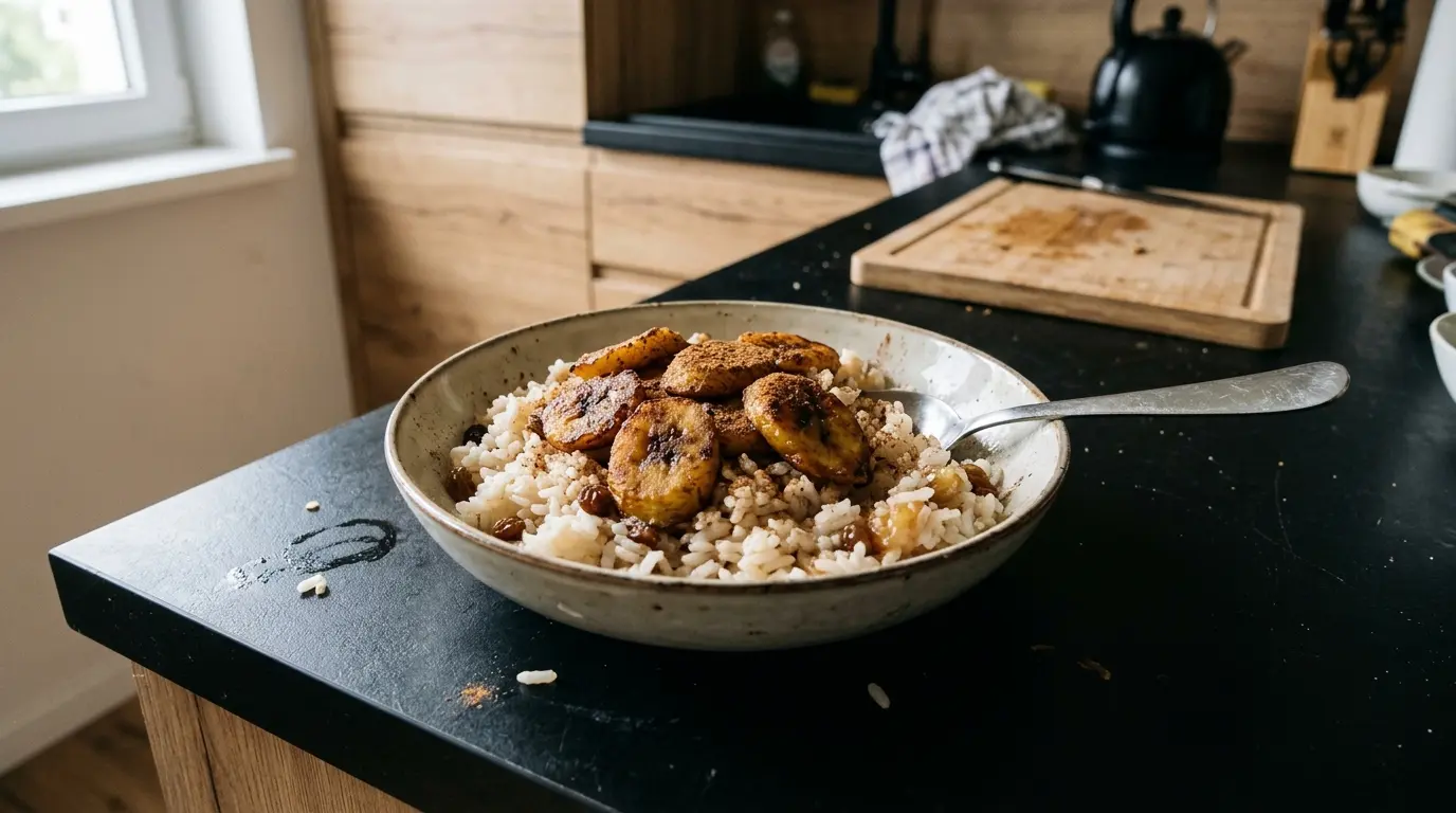 Arroz con plátano – rice with fried banana and cinnamon