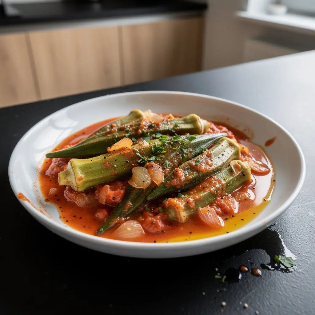 Bamies ladera – grecka okra duszona w pomidorach