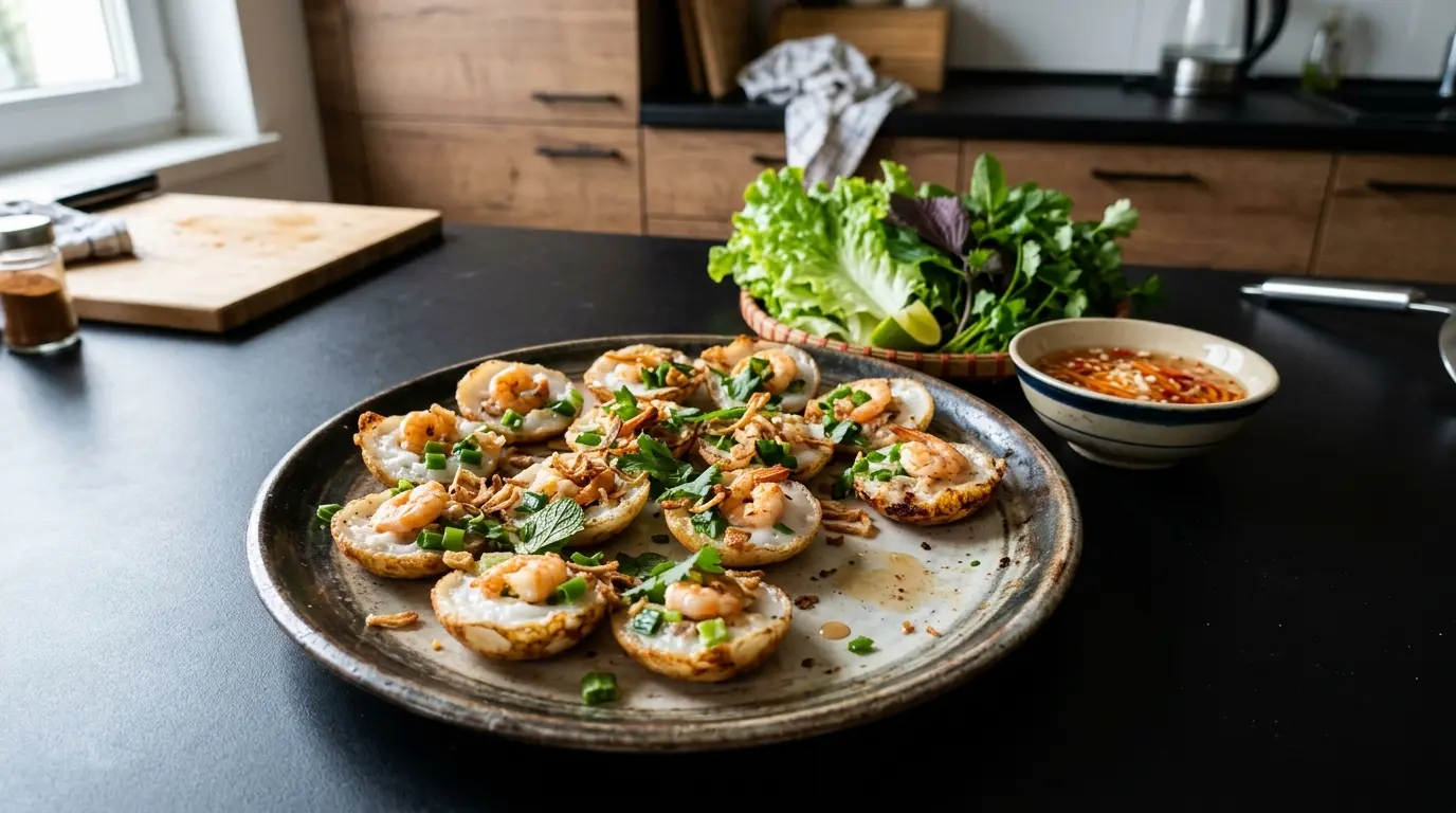 Banh khot – mini naleśniczki kokosowe z krewetkami