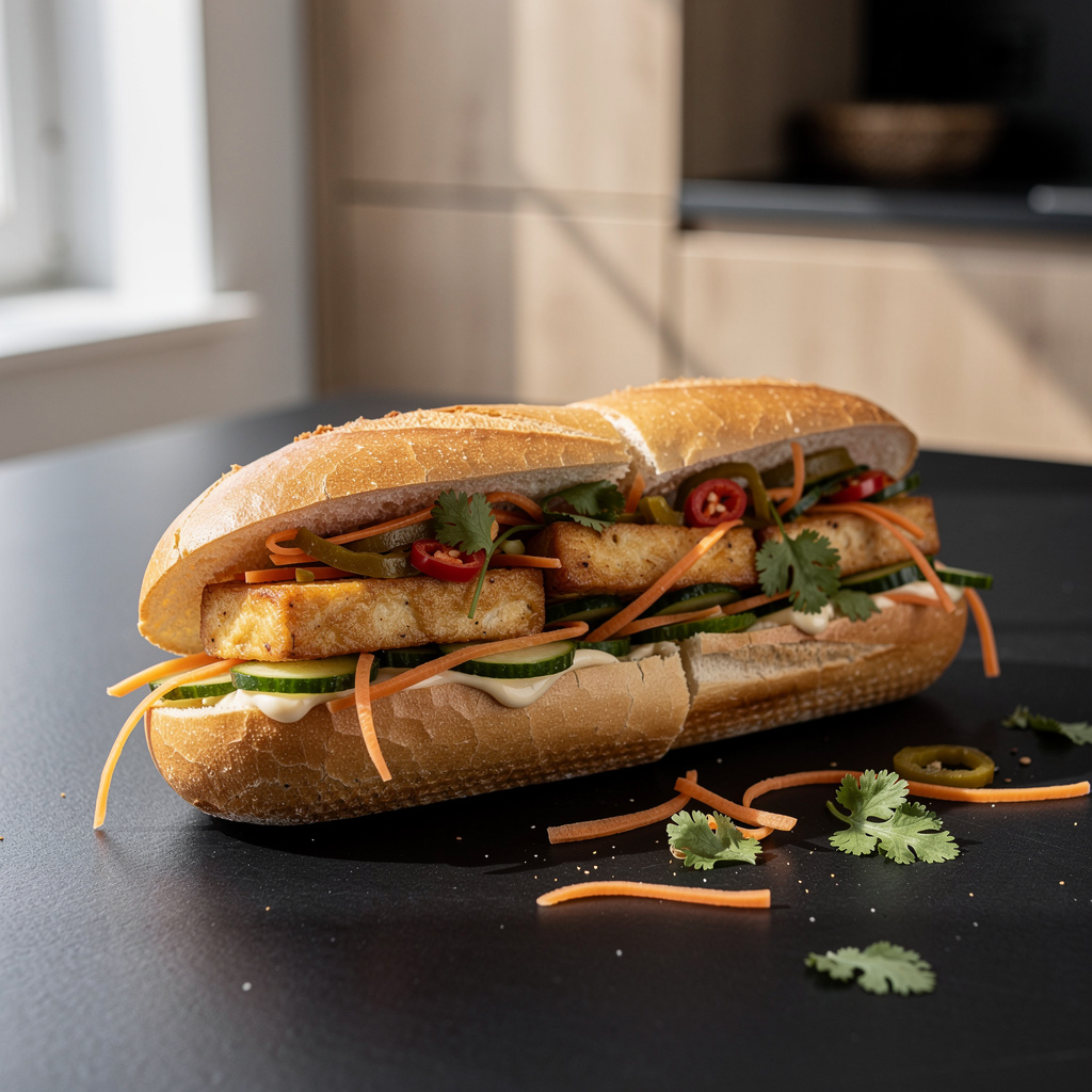 Banh mi chay – wietnamska kanapka wegetariańska z tofu