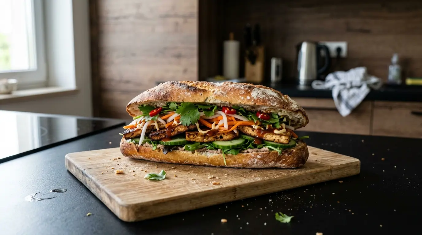Banh mi chay – Vietnamese vegetarian sandwich with tofu