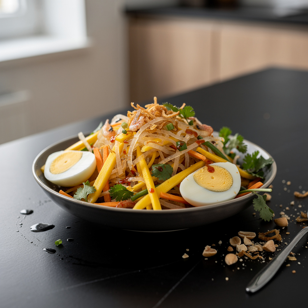 Banh trang tron – sałatka z ryżowego papieru z mango i ziołami