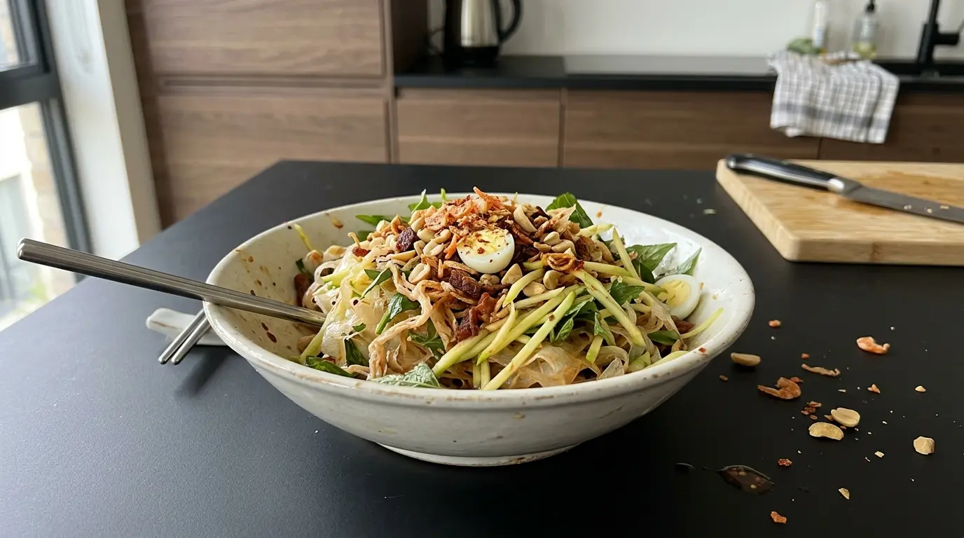 Banh trang tron – rice paper salad with mango and herbs