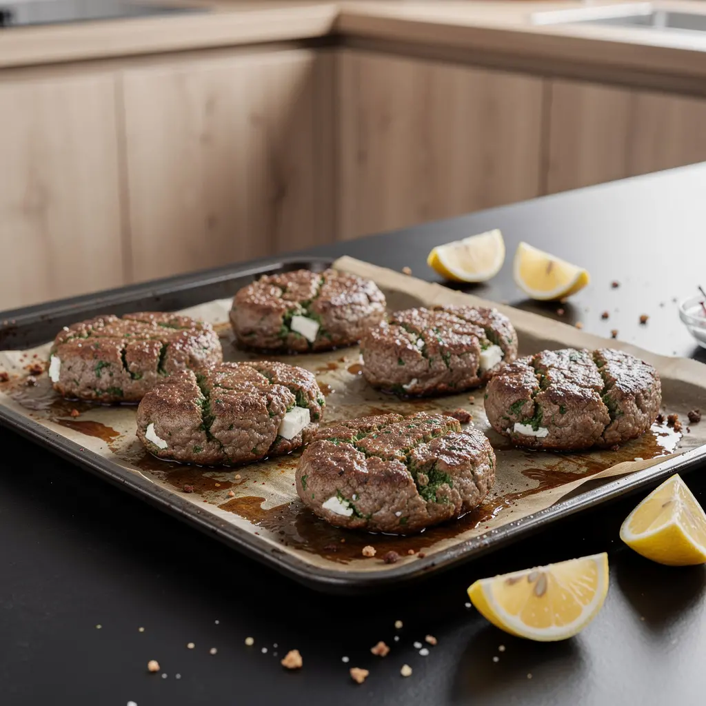 Bifteki – greckie kotlety mielone z fetą z piekarnika