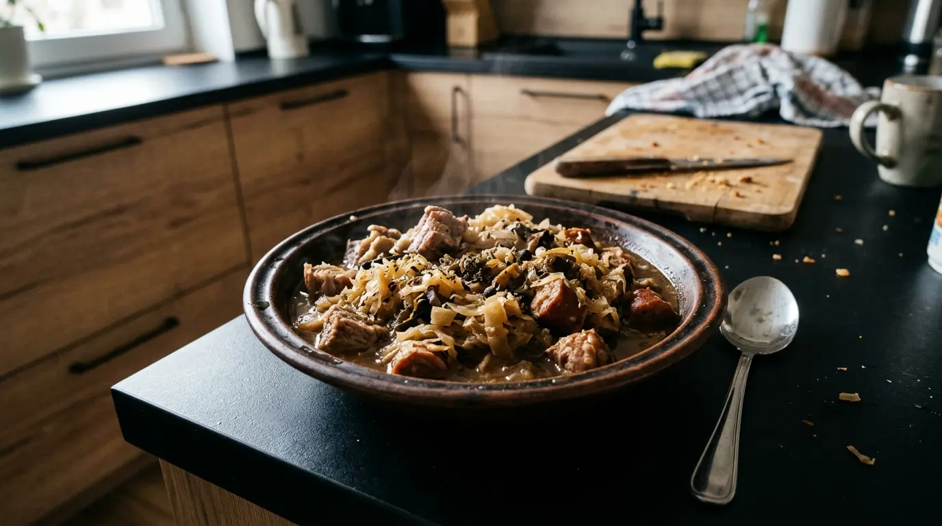 Bigos domowy z kiszonej kapusty i mięsa