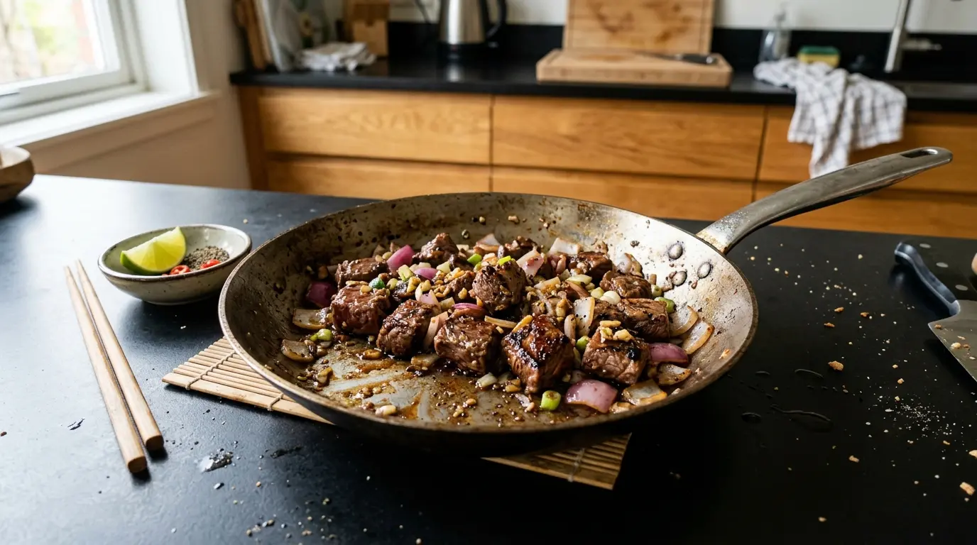 Bo luc lac – wietnamska wołowina „potrząsana” z patelni