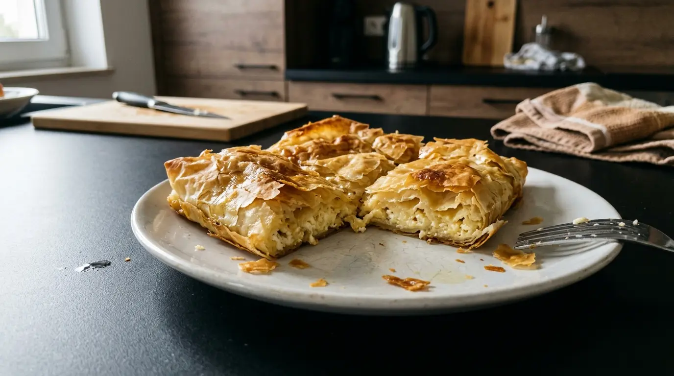 Bougatsa z serem – greckie ciasto filo z nadzieniem serowym na śniadanie