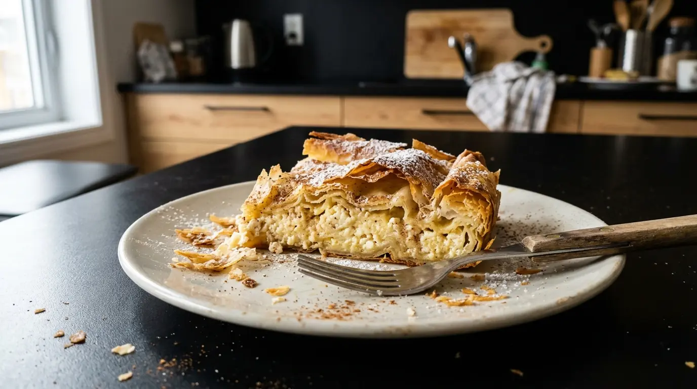 Bougatsa z serem – greckie ciasto filo z nadzieniem serowym na śniadanie