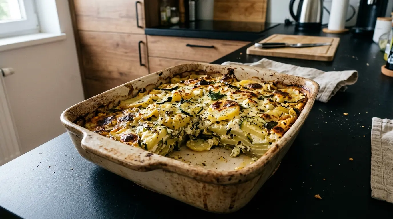 Boureki kreteńskie – zapiekanka z ziemniaków, cukinii i sera