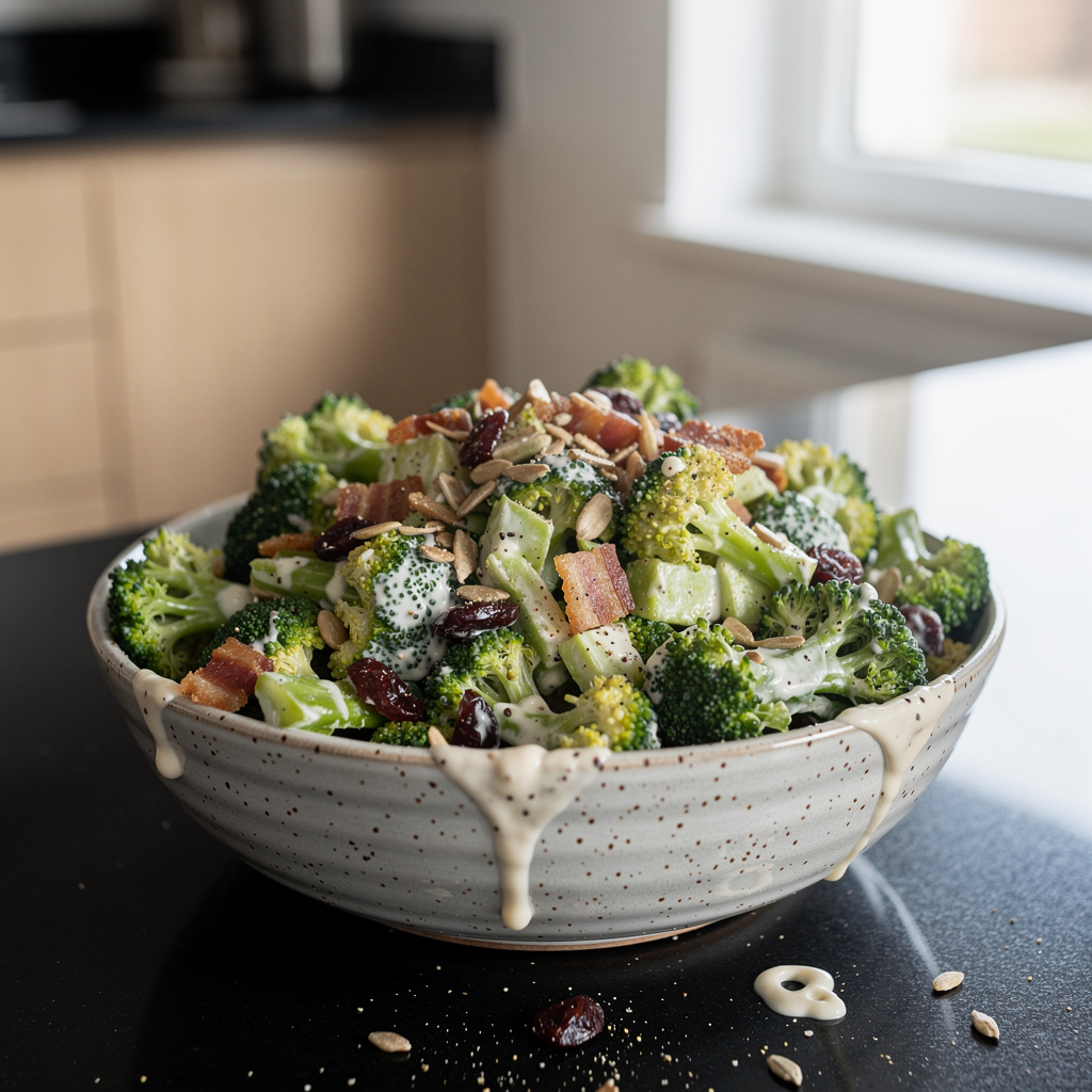 Broccoli Salad with Bacon, Cranberries and Sunflower Seeds