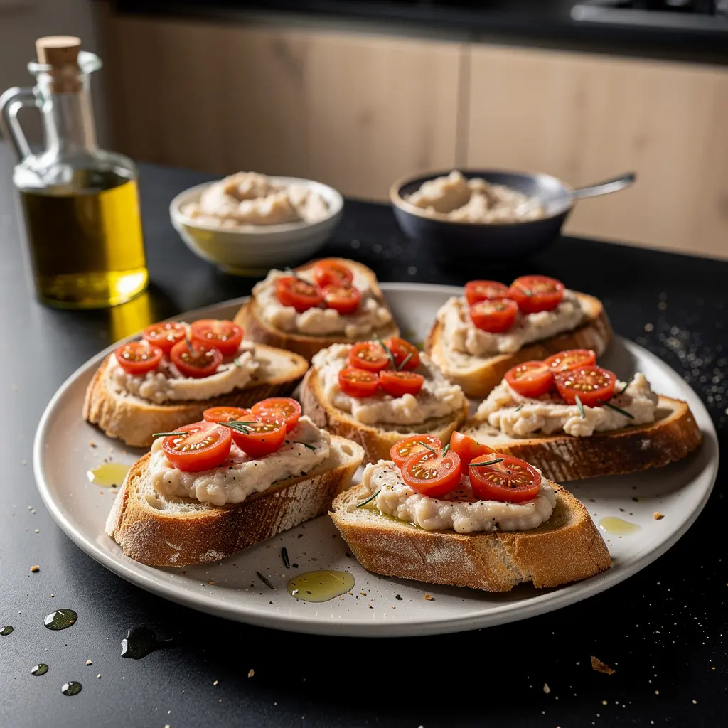 Bruschetta z kremem z białej fasoli i rozmarynem