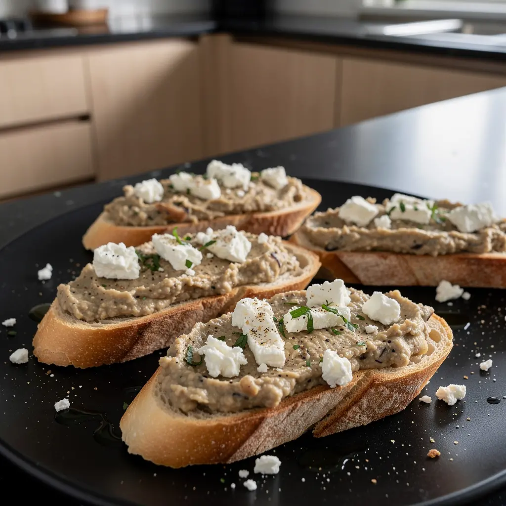 Bruschetta z kremowym bakłażanem i fetą
