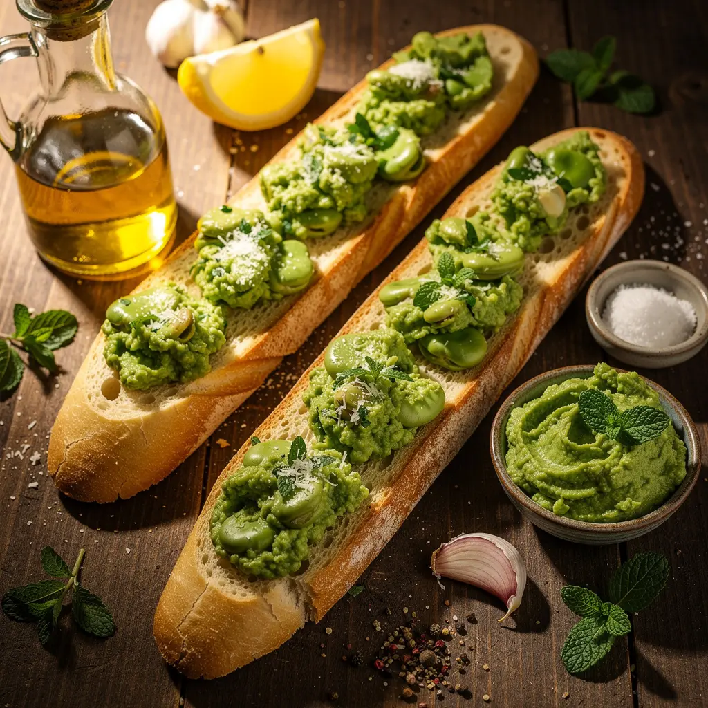 Bruschetta with Creamy Broad Beans and Mint