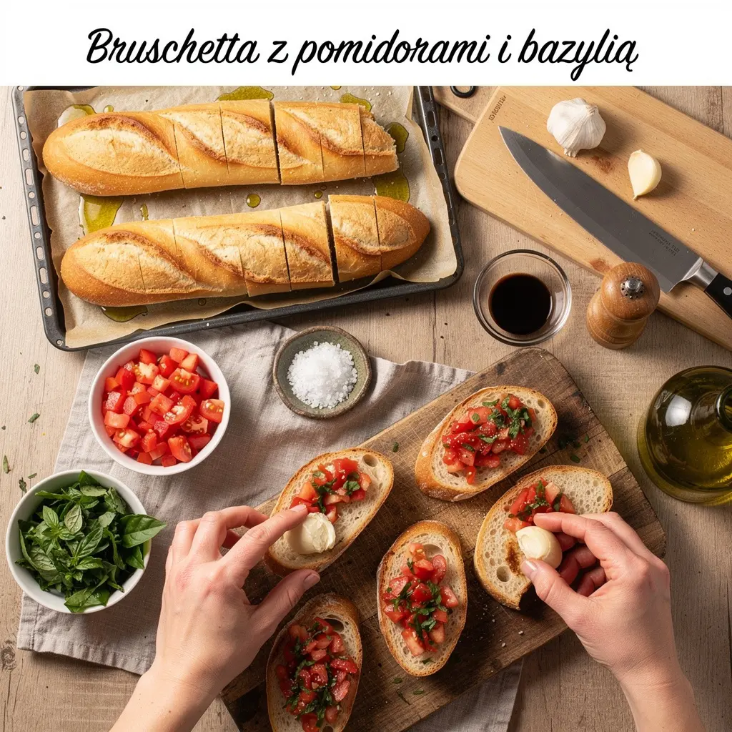 Bruschetta z pomidorami i bazylią