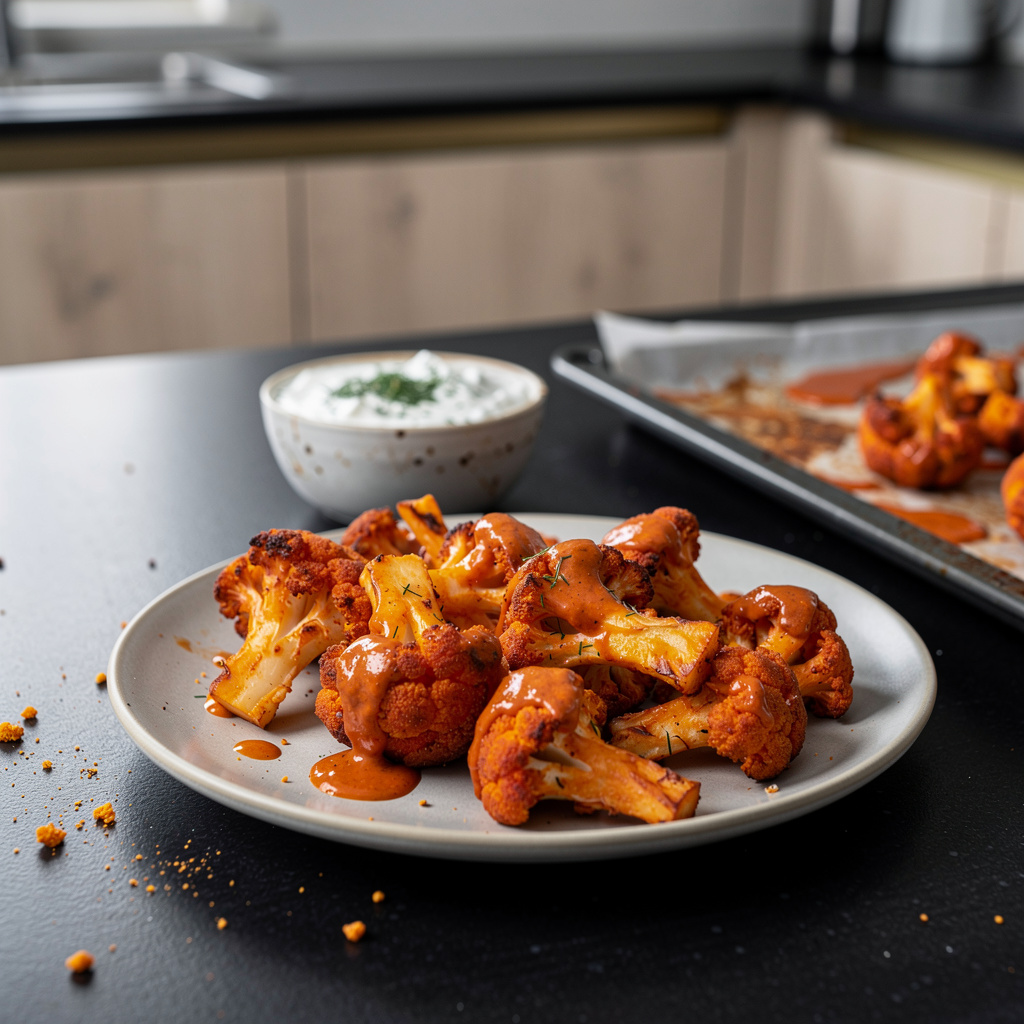 Buffalo cauliflower bites – pieczony kalafior w pikantnym sosie