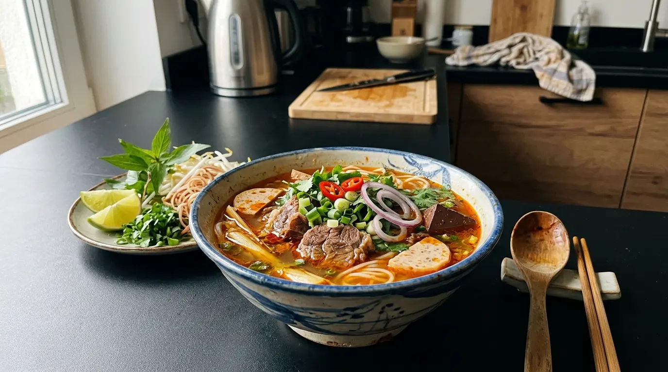 Bun bo Hue – pikantna zupa z wołowiną i makaronem