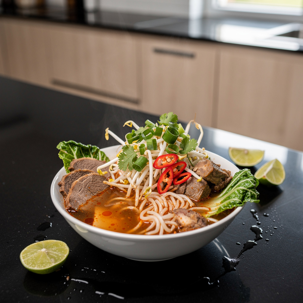 Bun bo Hue – pikantna zupa z wołowiną i makaronem