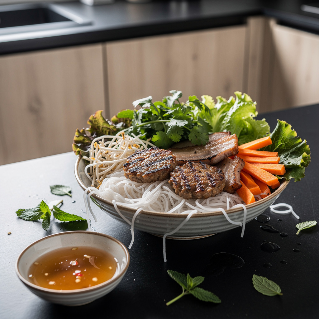 Bun cha – grilled pork with rice noodles