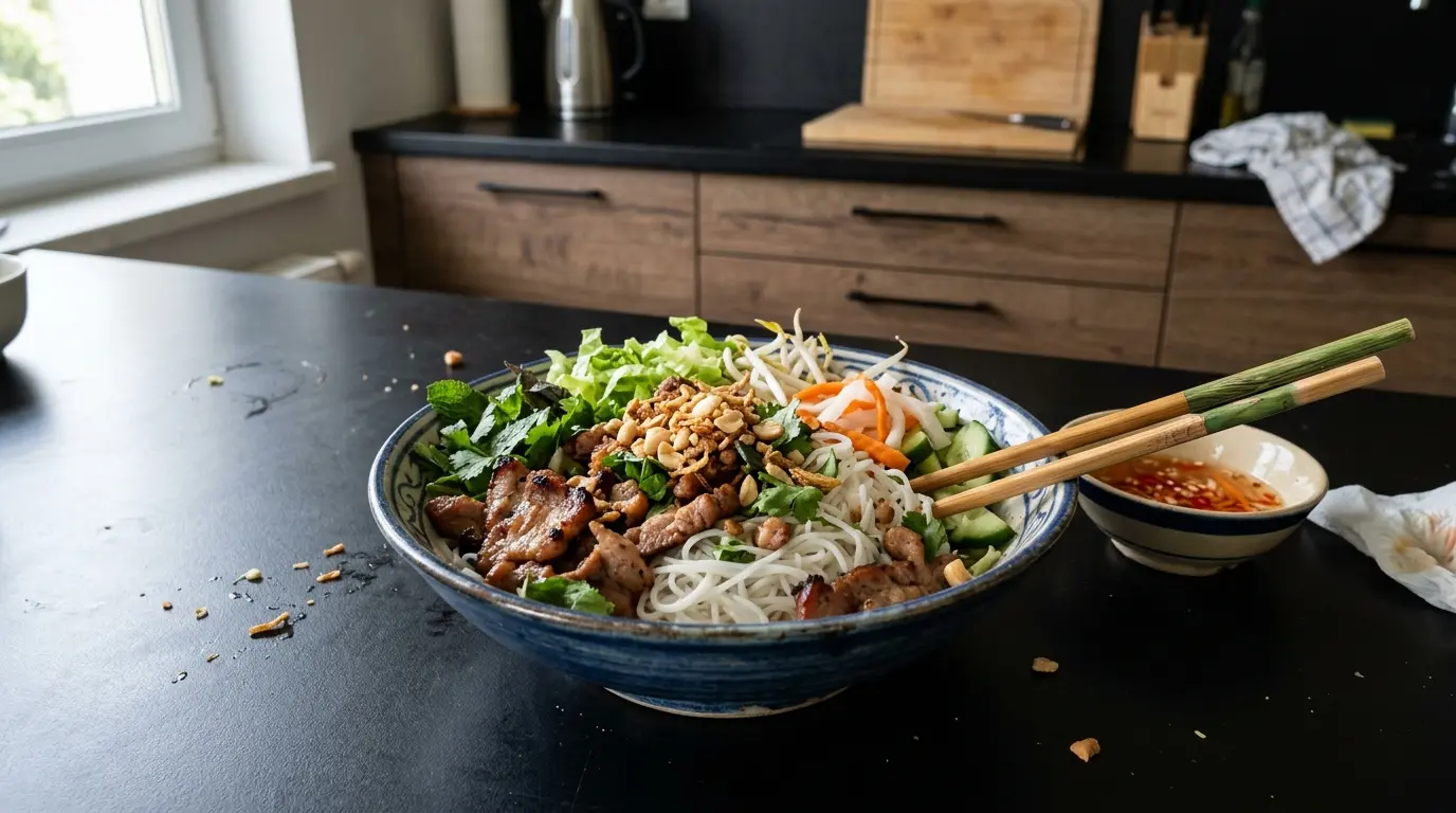 Bun thit nuong – makaron ryżowy z grillowaną wieprzowiną