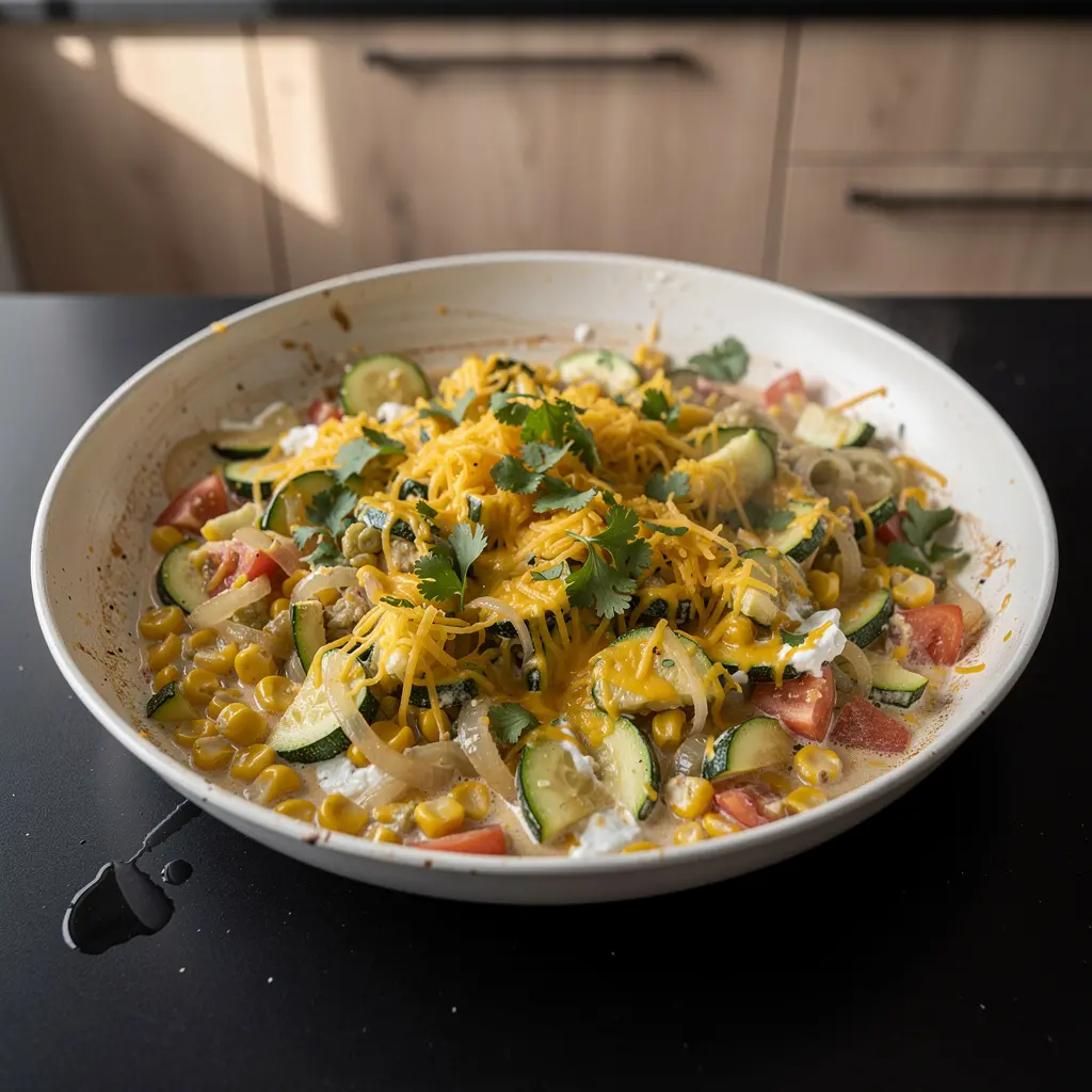 Calabacitas con queso – duszona cukinia z kukurydzą i serem