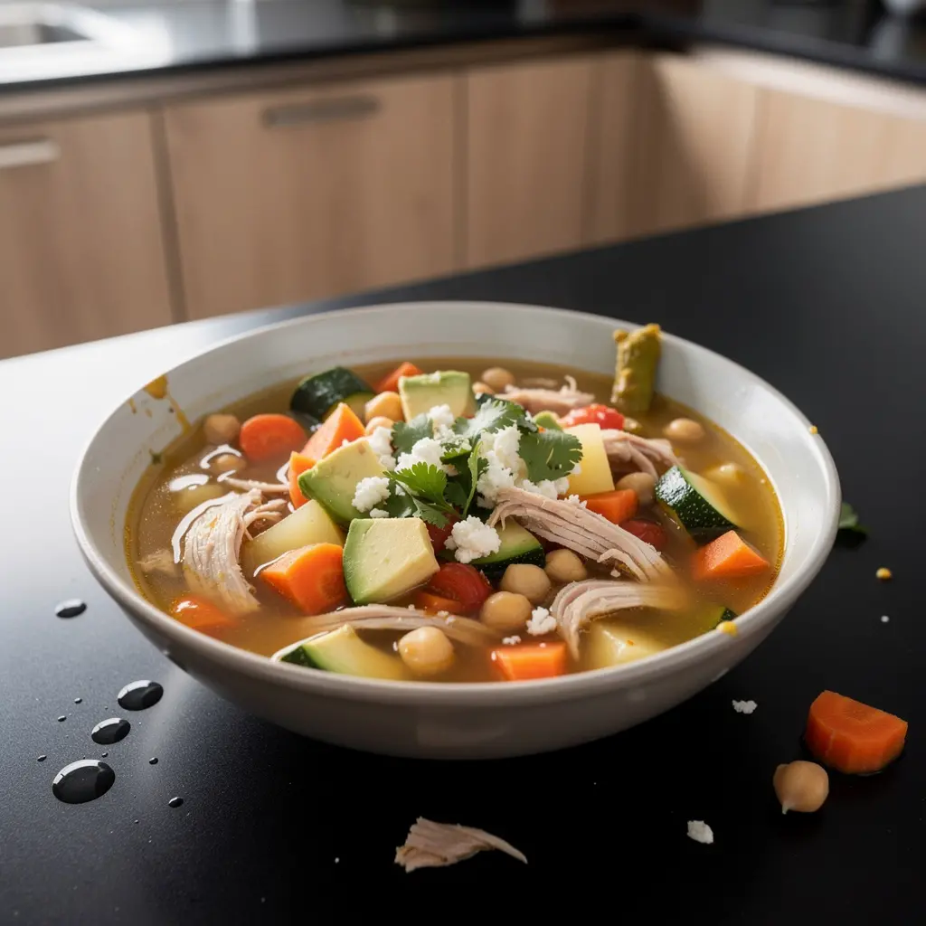 Caldo tlalpeño – zupa z kurczakiem, warzywami i chipotle