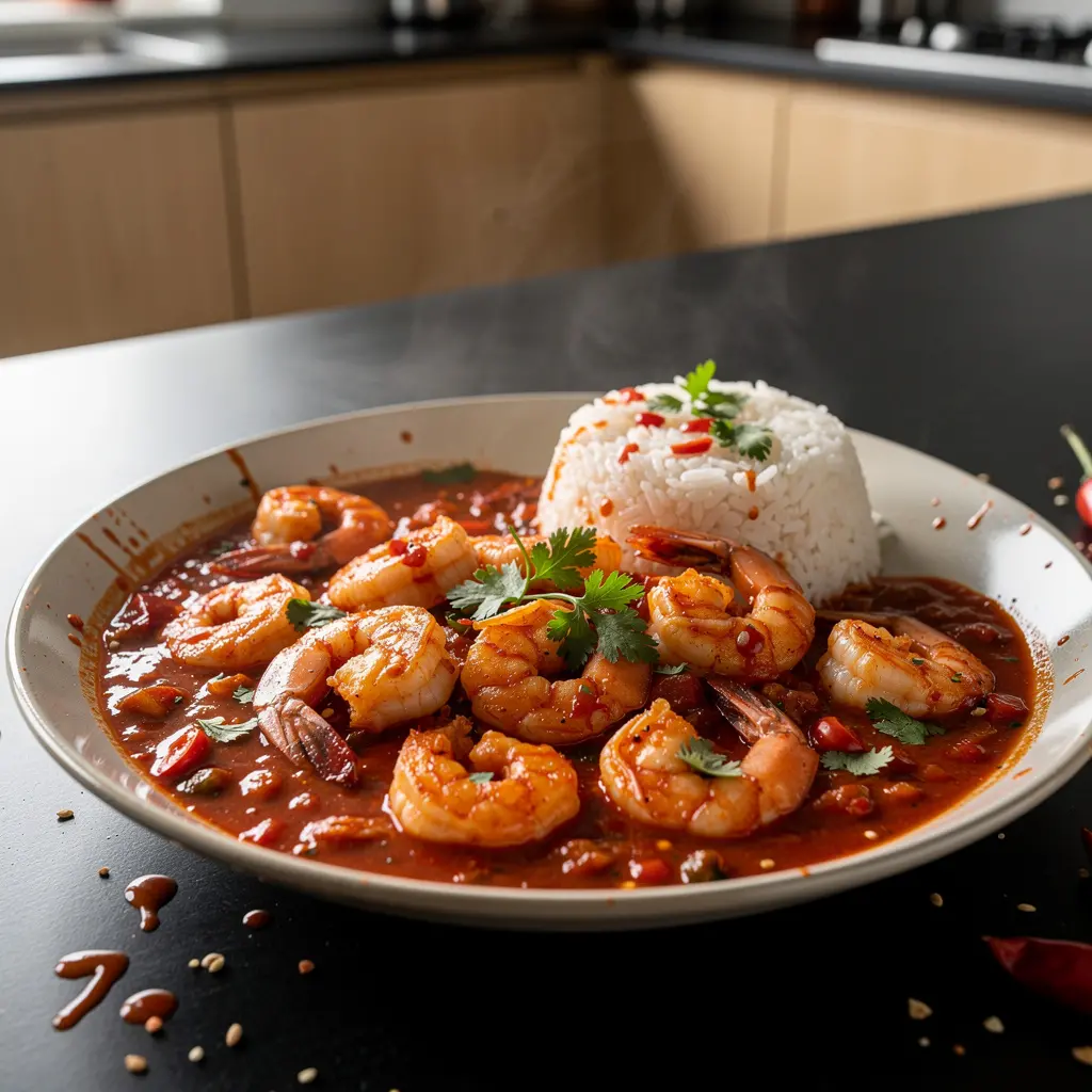 Camarones a la diabla – shrimp in spicy tomato sauce