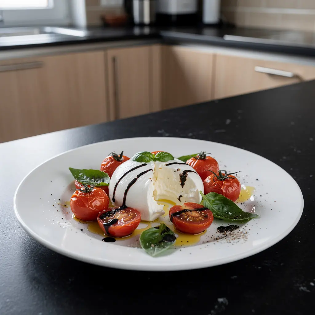 Caprese with Roasted Tomatoes and Burrata