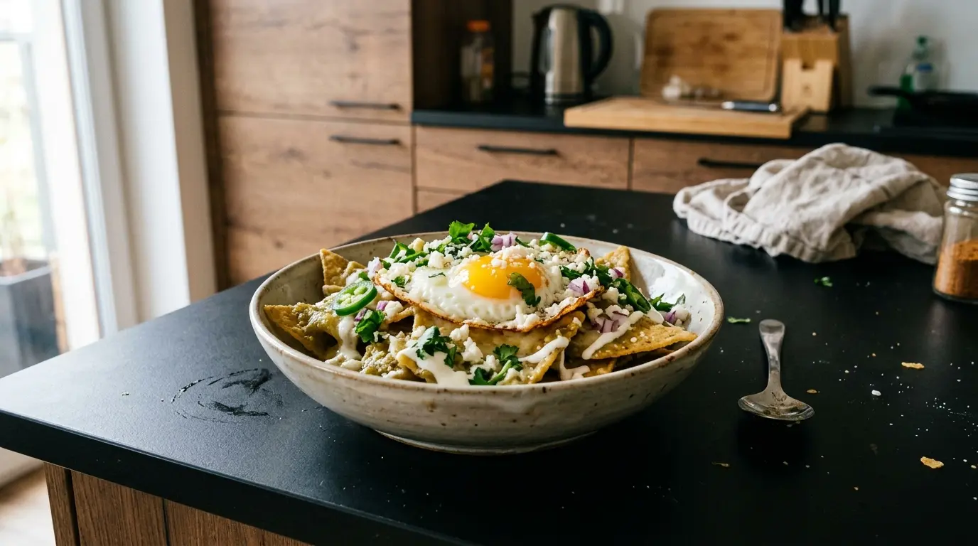 Chilaquiles z zielonym sosem i jajkiem