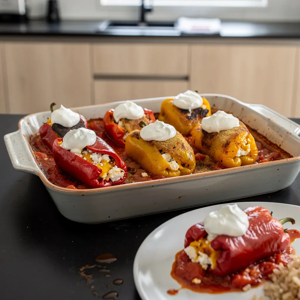 Chiles rellenos – pieczone papryki nadziewane serem