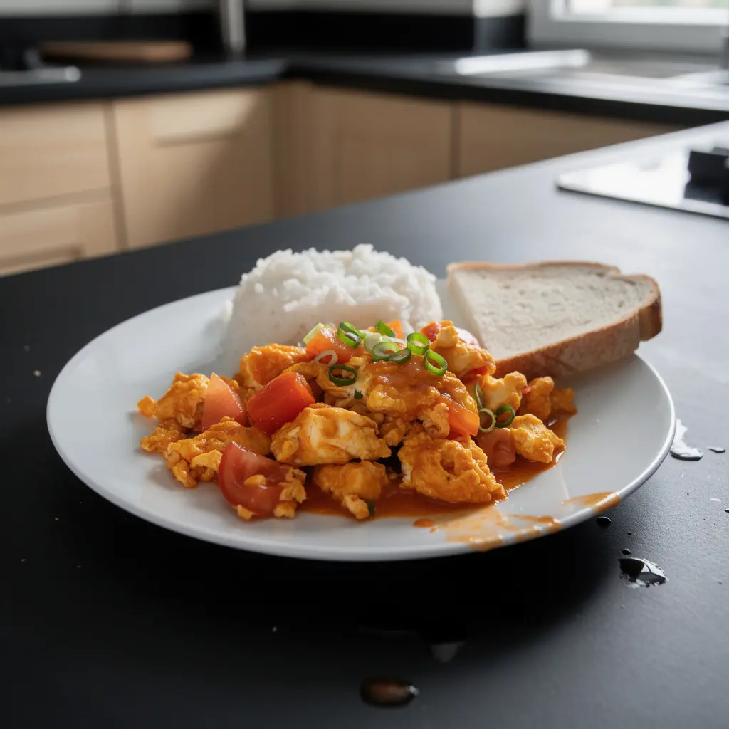 Chińska jajecznica z pomidorami na szybkie śniadanie