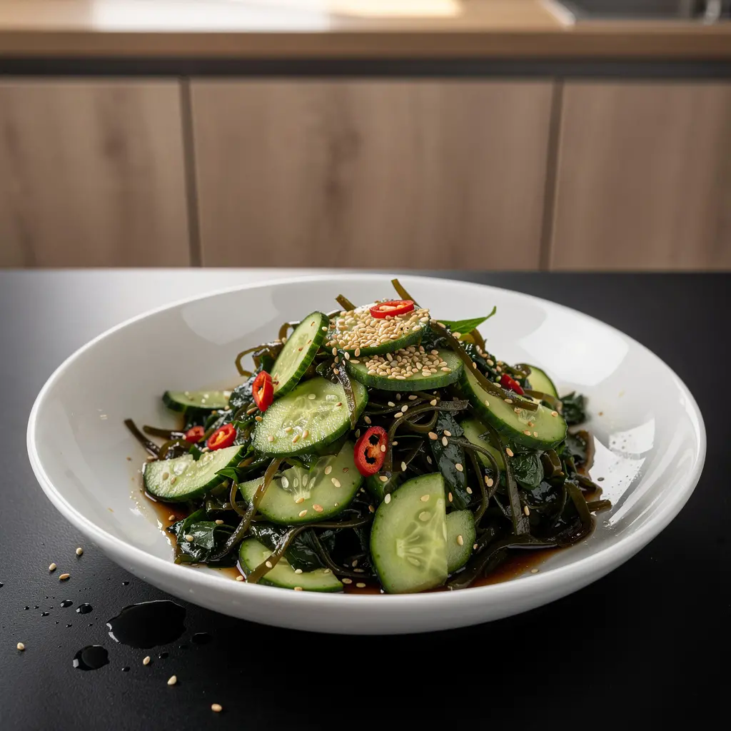 Chinese Wakame Seaweed and Cucumber Salad with Sesame