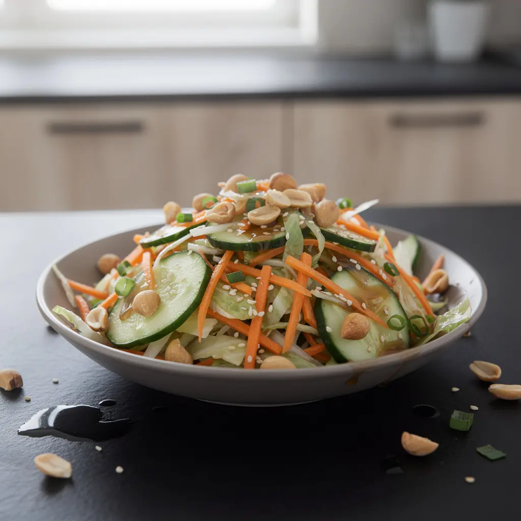Chińska sałatka z kapusty pekińskiej i marchewki z orzeszkami ziemnymi