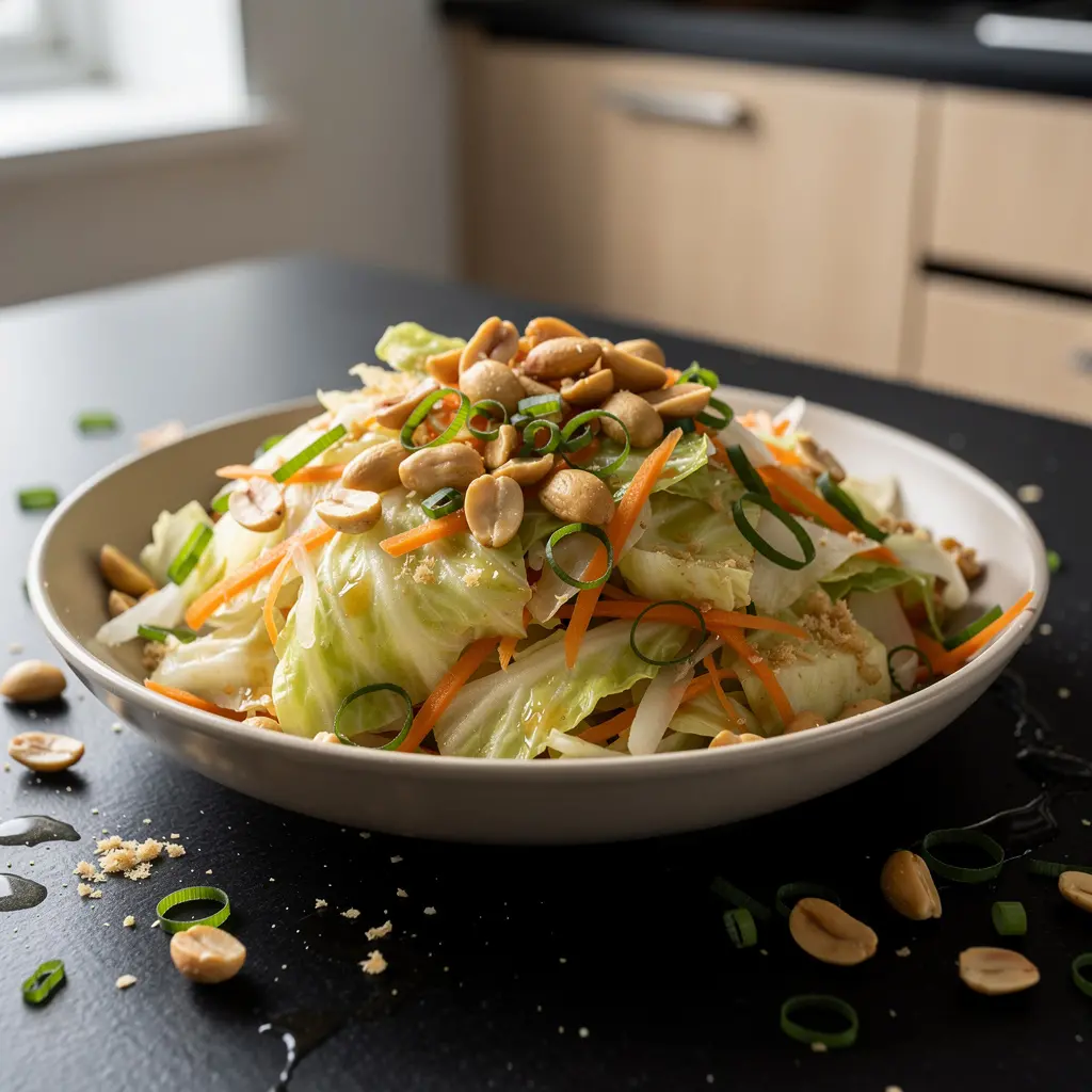 Chińska sałatka z kapusty pekińskiej z imbirem i orzeszkami ziemnymi