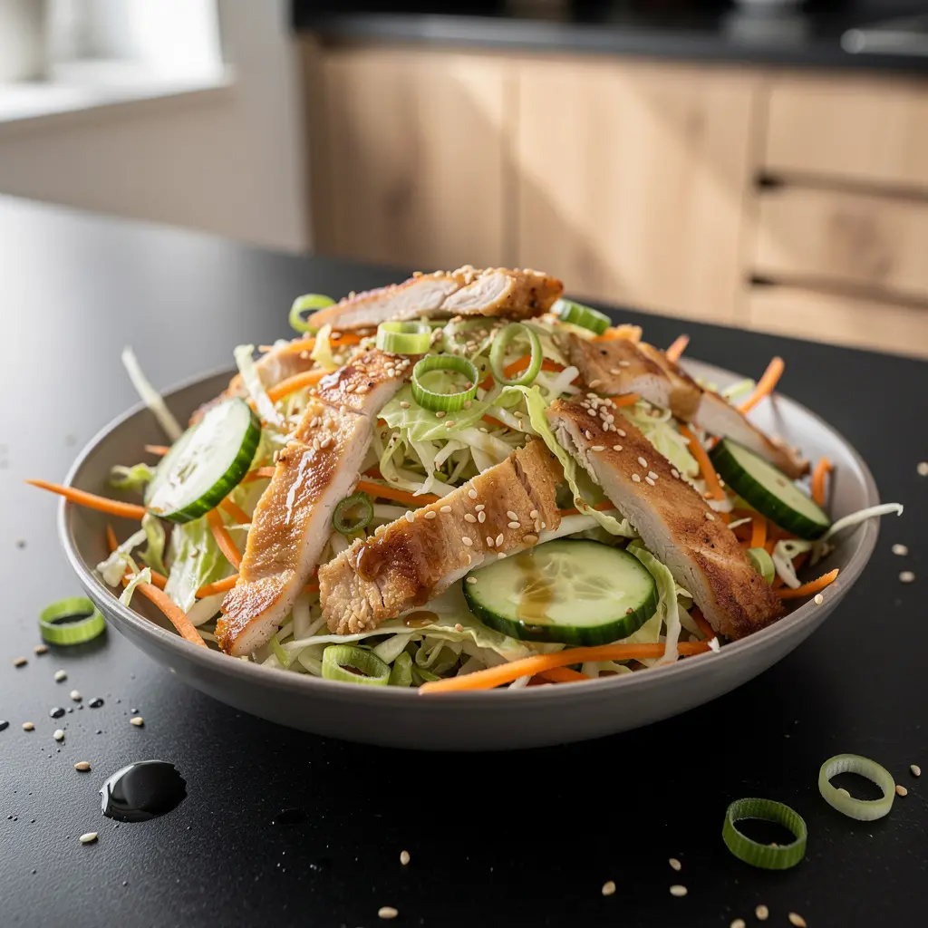 Chińska sałatka z kapusty pekińskiej z kurczakiem i sezamem