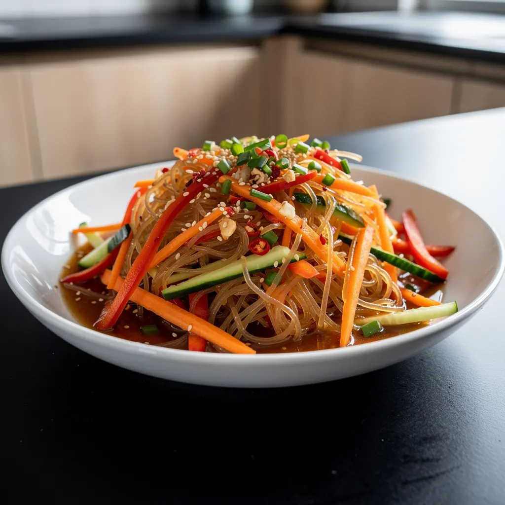 Chinese Glass Noodle Salad with Vegetables and Sesame