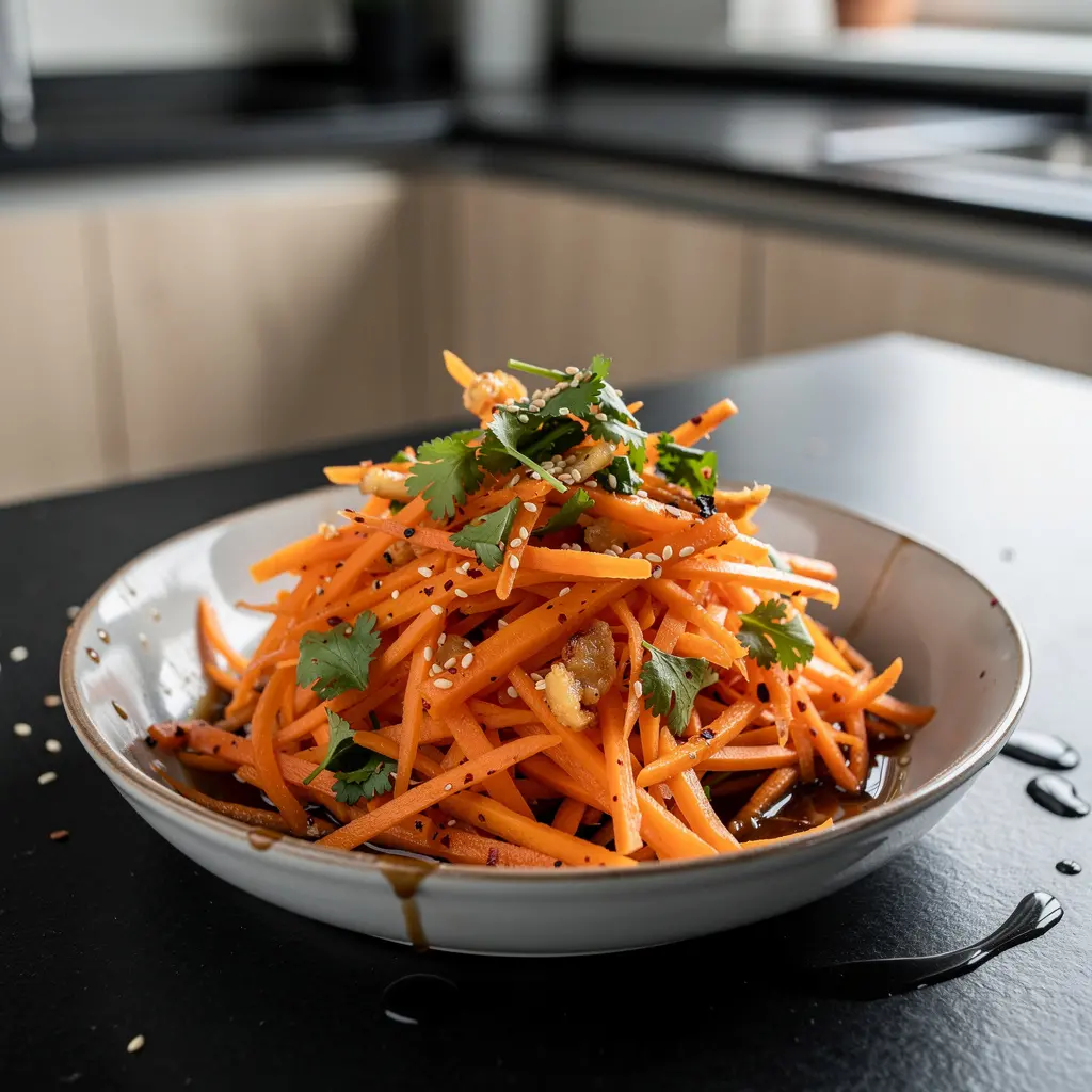 Chińska sałatka z marchewki z czosnkiem i sezamem