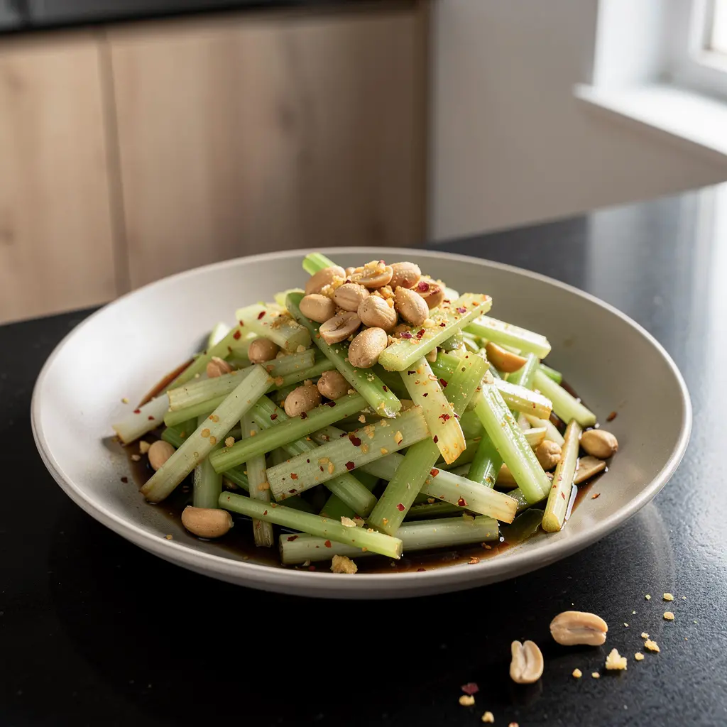 Chińska sałatka z selera naciowego i orzeszków ziemnych