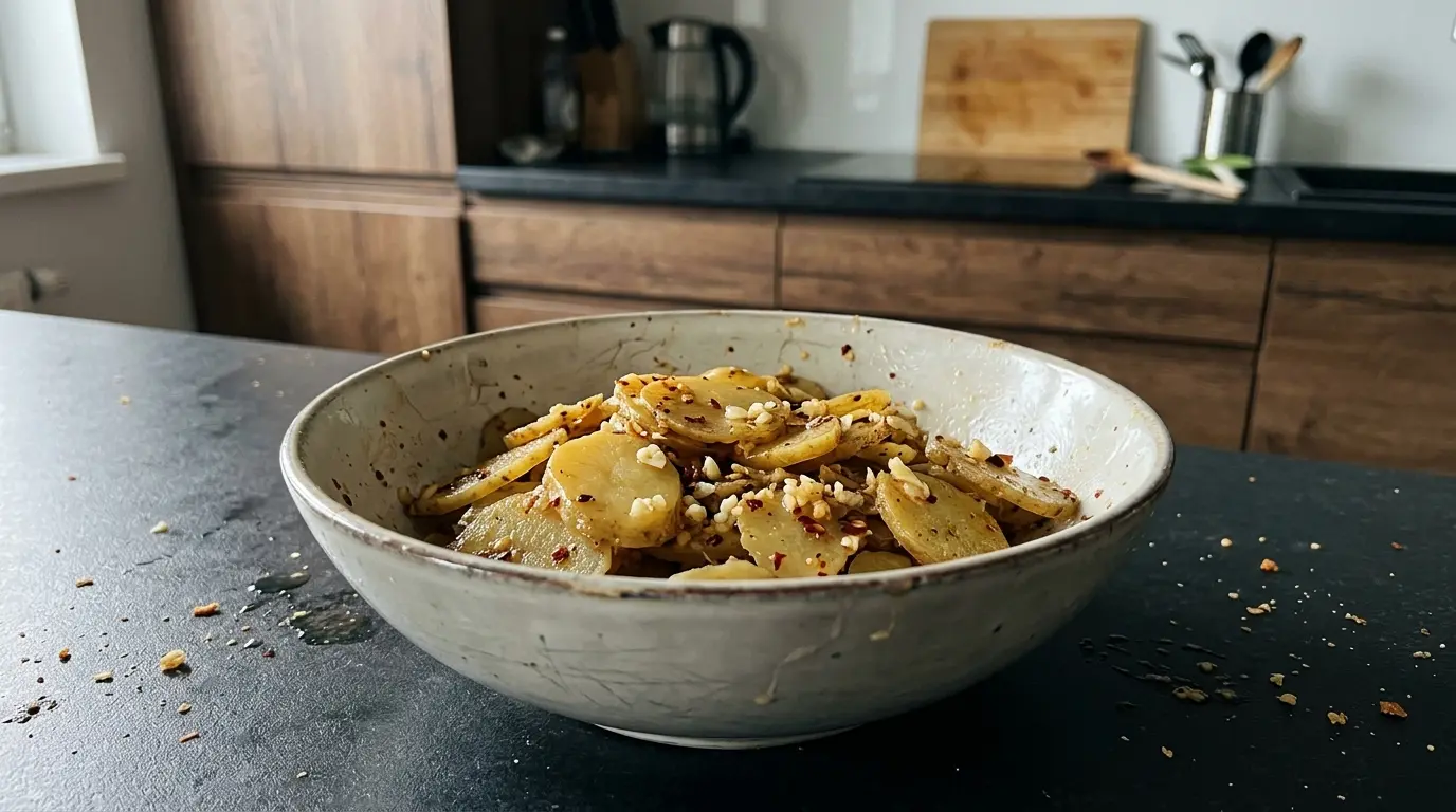Chińska sałatka z ziemniaków na ostro z octem i chili