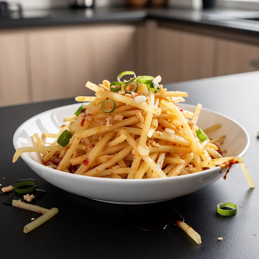 Chińska sałatka z ziemniaków na ostro z octem i chili