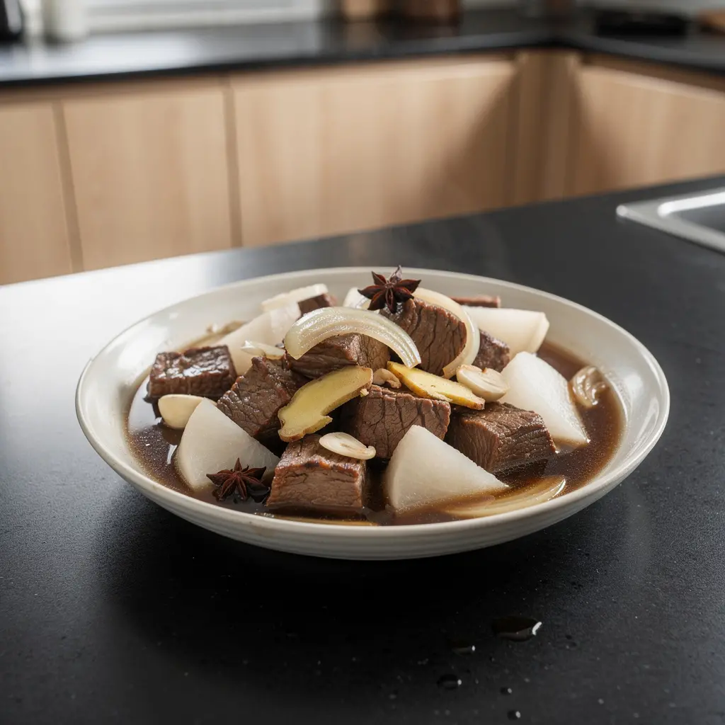 Chińska wołowina duszona z rzodkwią i imbirem