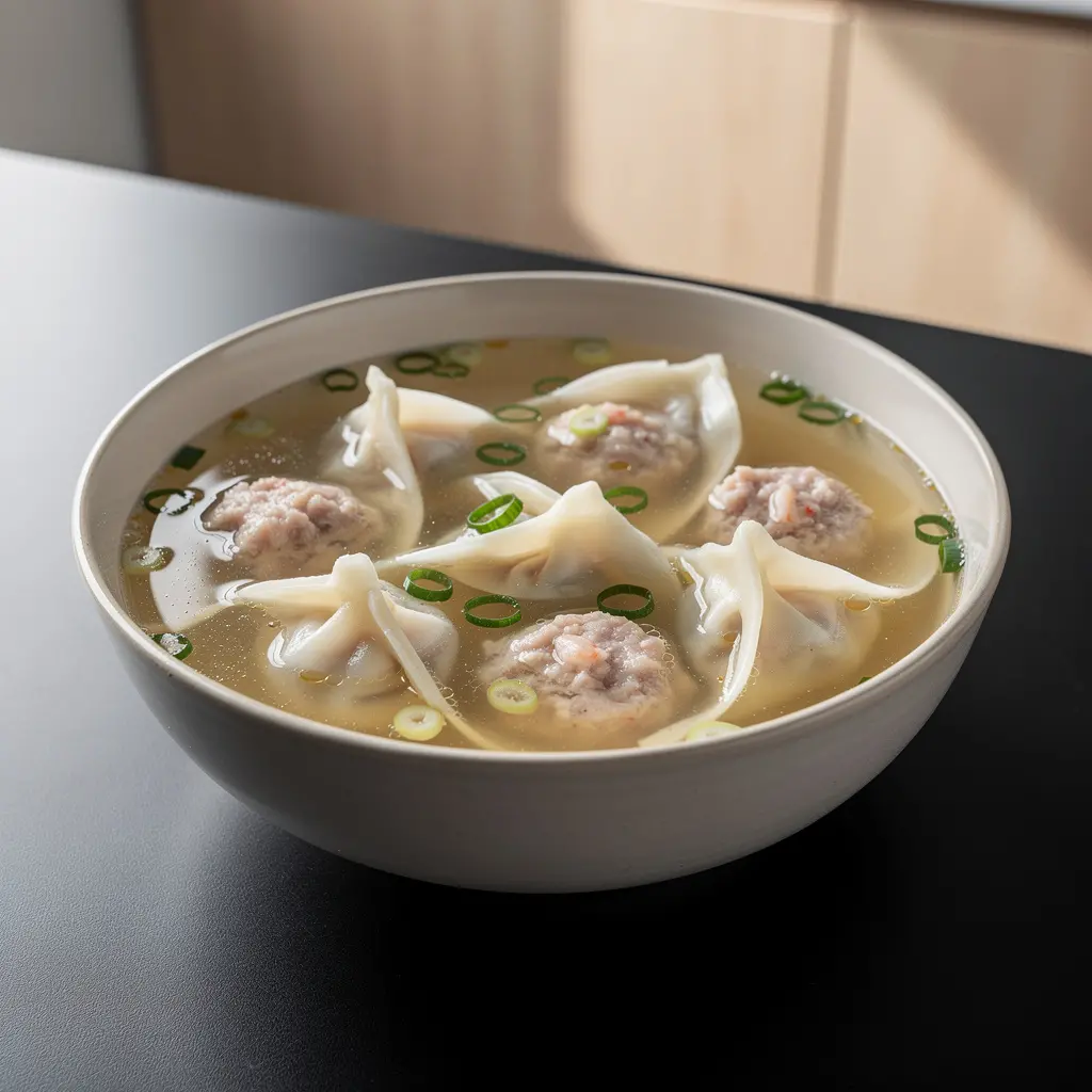 Chińska zupa wonton z delikatnymi pierożkami