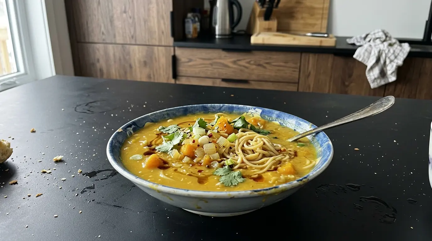 Chińska zupa z dynią i makaronem pszennym