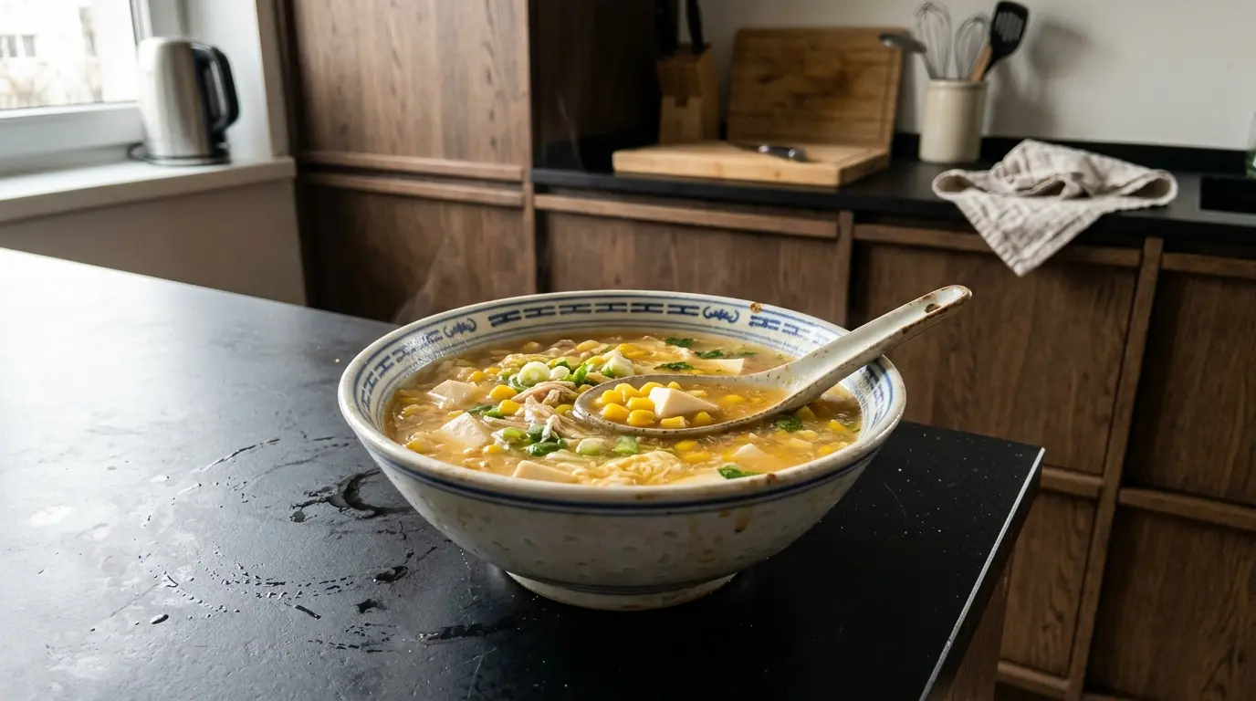 Chińska zupa z tofu i kukurydzą na lekką kolację