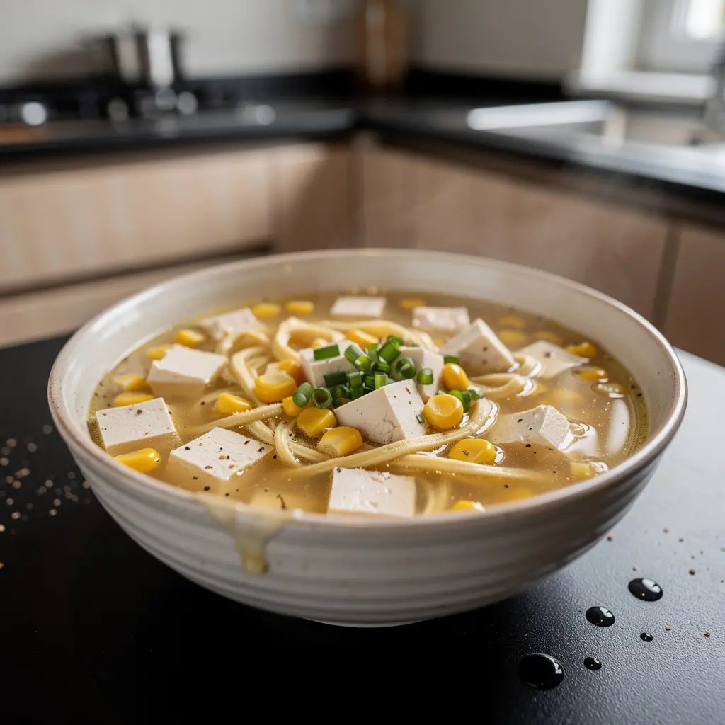 Chinese Tofu and Corn Soup for a Light Dinner