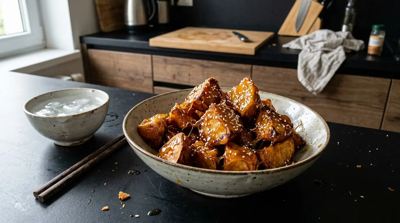 Dessert chinois de patate douce caramélisée en sirop