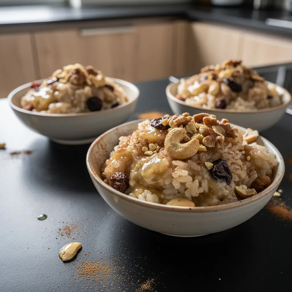 Chiński deser z kleistego ryżu z orzechami i miodem gotowany w garnku