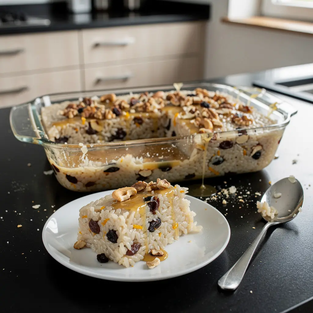 Chiński deser z kleistego ryżu z orzechami i miodem na parze
