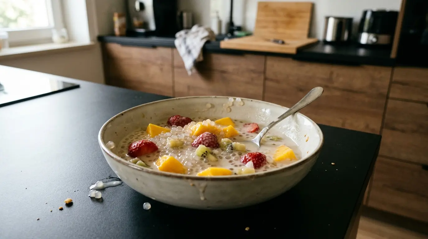 Dessert chinois au lait de coco, tapioca et fruits