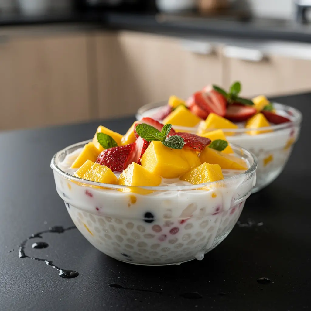 Chinese Coconut Milk Tapioca and Fruit Dessert